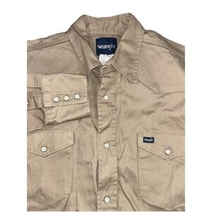 Wrangler‎ Vintage Pearl Snap Canvas Shirt Mens 2XLT 2XT Brush Popper Thick Rodeo